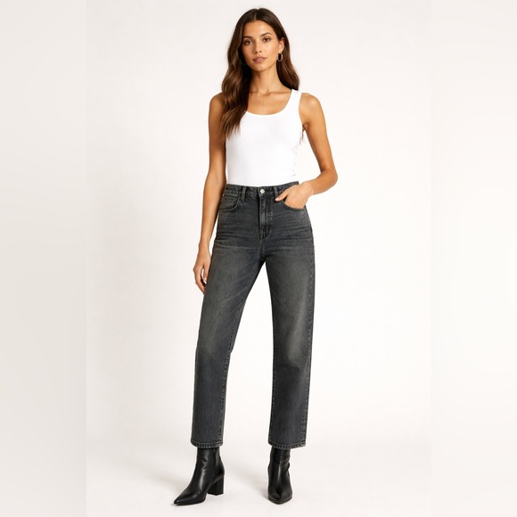 SLVRLAKE Denim - SLVRLAKE London Crop Jeans 27 High Rise Straight Leg Black Gray Wash USA Y2K